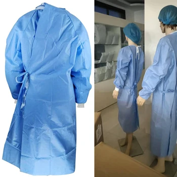 

1pcs SMS Disposable Gown Surgical Protective Coveralls Isolation For Clinical Environment Sleeves Waist Ties sterile