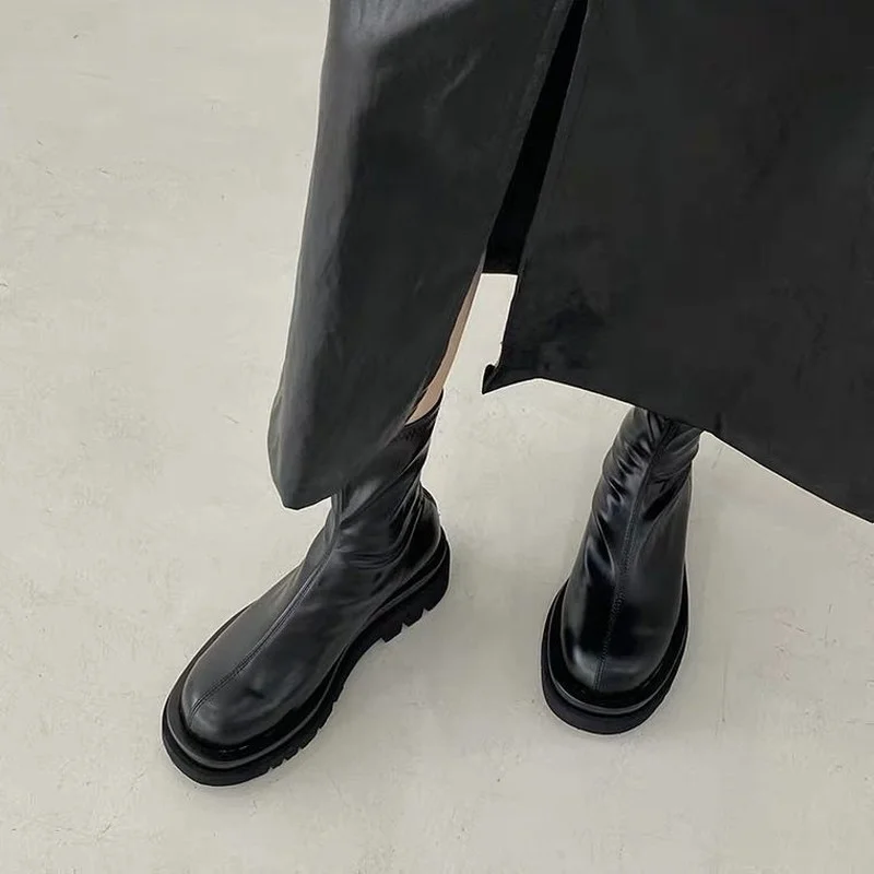 Ботинки Челси женская зимняя обувь массивная молния на лодыжке новинка 2022