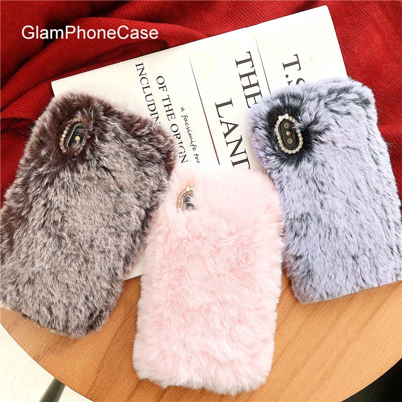 

GlamPhoneCase Warm Plush Solid Color Phone Case For iPhone X XS Max XR Soft Silicone Cover For iPhone 7 8 6 6s Plus Case