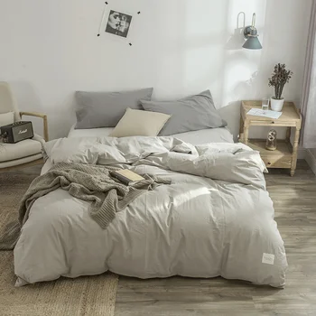 

Duvet Cover Twin 100% Washed Cotton Bedding Duvet Cover Set Soft Easy Care Simple Style Bedding Set Multicolor Gray