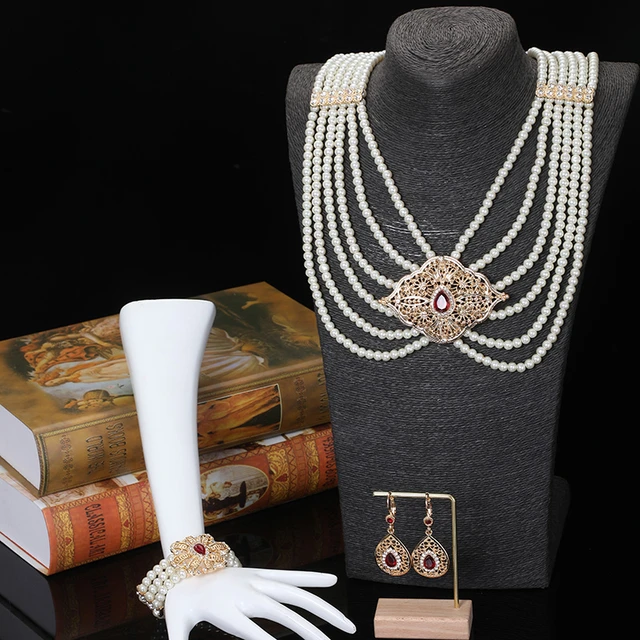 african bridal golden pearl accessories luxury