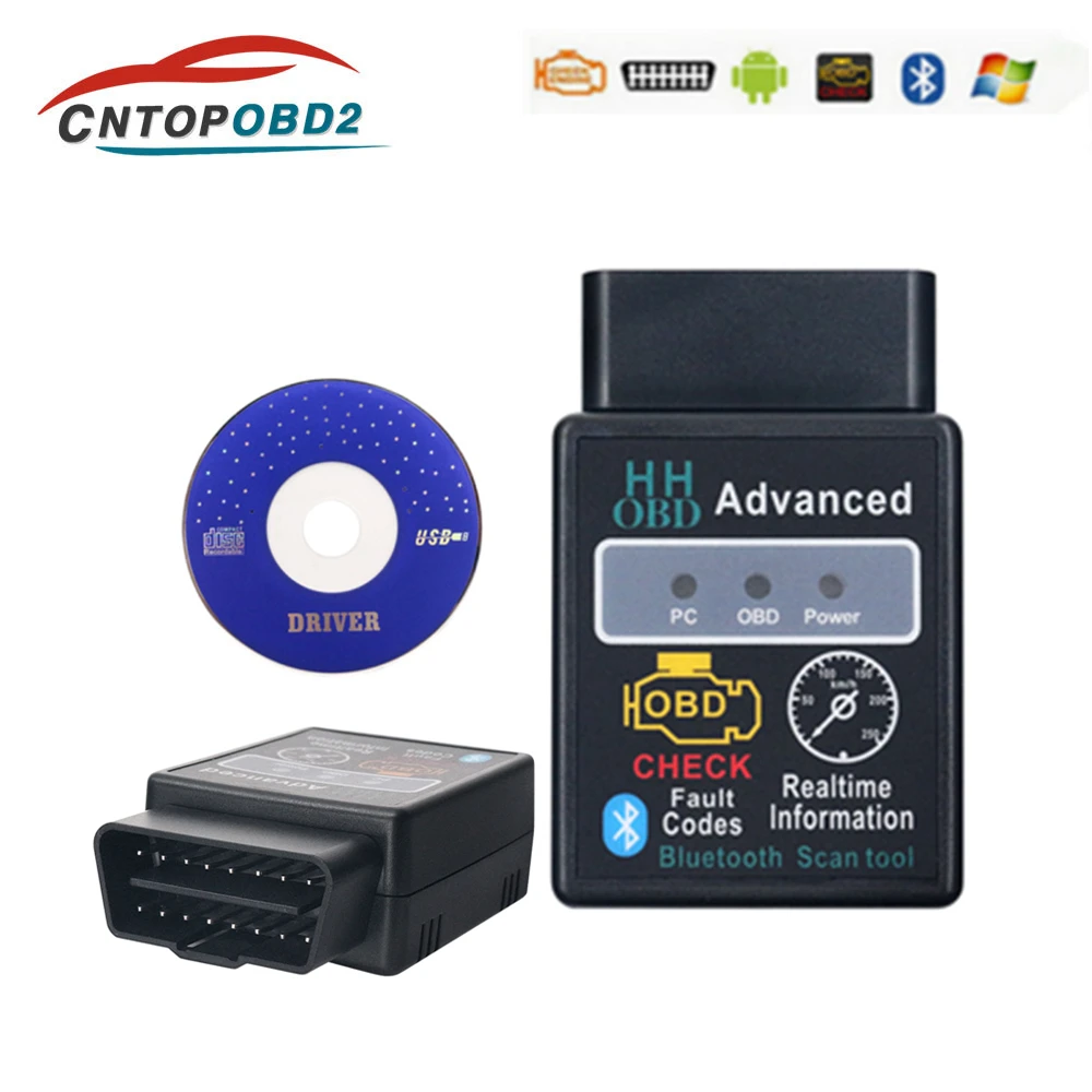 Новейший HH OBD2 ELM327 Bluetooth V1.5 OBDII автомобильный двигатель проверка Авто диагностический сканер инструмент адаптер для Android PC код ридер Новейший HH OBD2 ELM327 Bluetooth V1.5 OBDII автомобильный двигатель проверка Авто диагностический сканер инструмент адаптер для Android PC код ридер