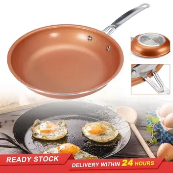 

24cm copper color aluminum non-stick frying pan with ceramic coating copper pan induction cooker wok oven dishwasher safe pan