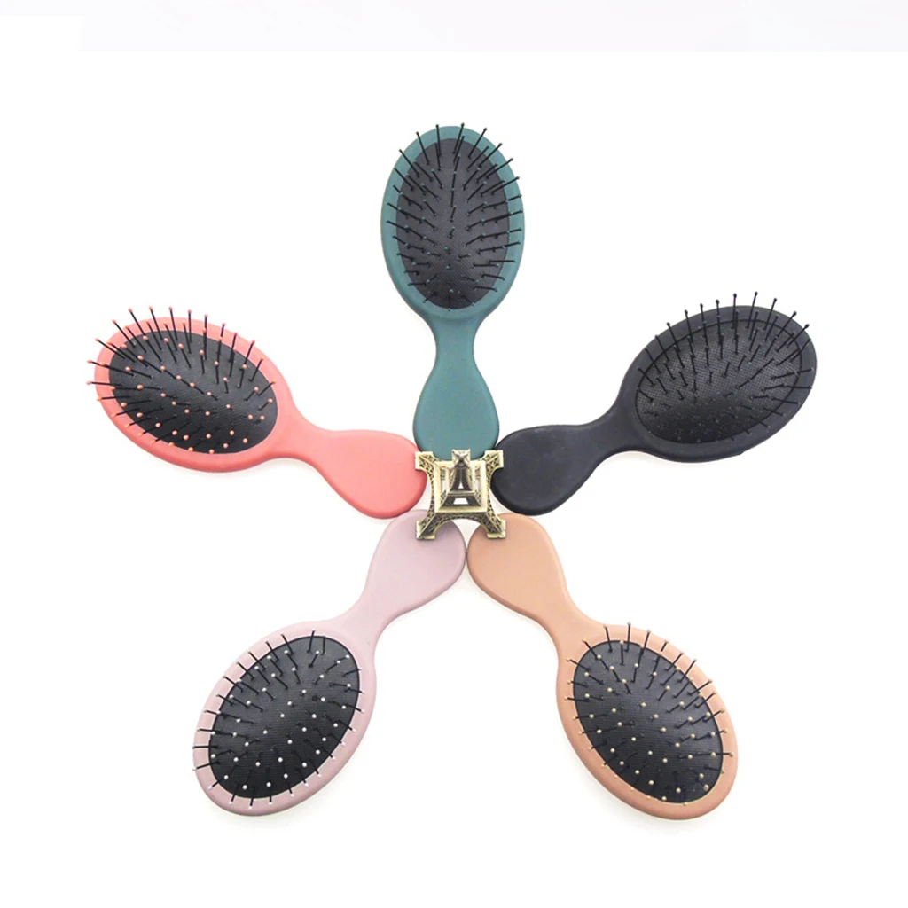 Travel Pocket Anti-static Scalp Massage Paddle Hairbrush Cushioned Detangling Brush for Girls Women