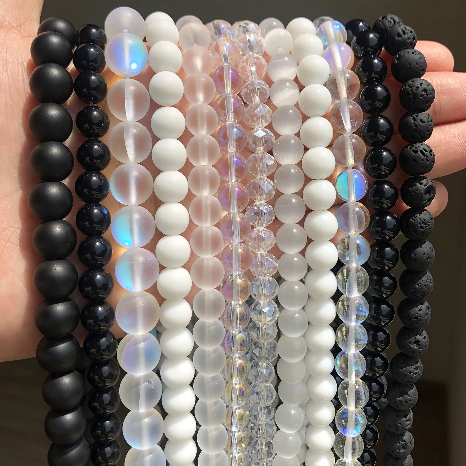 

4/6/8/10/12 мм натуральный камень белый черный матовый Матовый Агат Круглые бусины для изготовления ювелирных изделий 15 дюймов DIY Браслеты для женщин