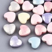 

500g Spray Painted Acrylic Beads Rubberized Style Faceted Heart, Mixed Color 10.5x11.5x5mm, Hole: 1.5mm, about 1350pcs/500g