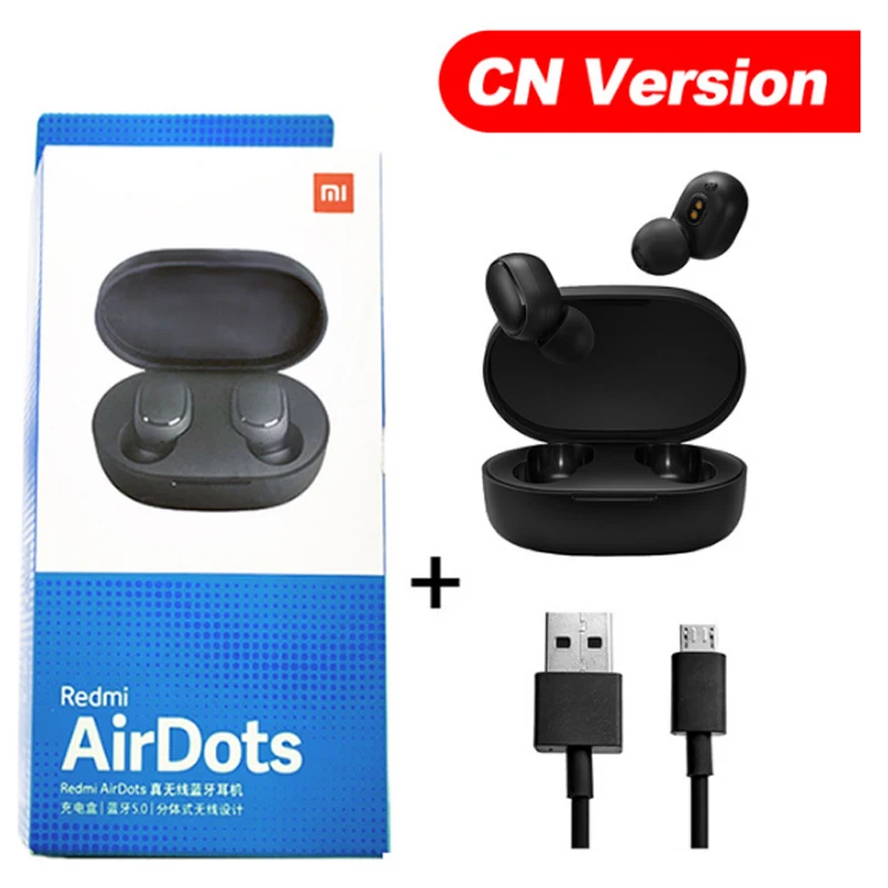 CN Version N Cable Оригинальные Xiaomi Redmi Airdots Xiaomi беспроводные наушники Голосовое управление Bluetooth 5,0 шумоподавление управление краном - Цвет: CN Version N Cable