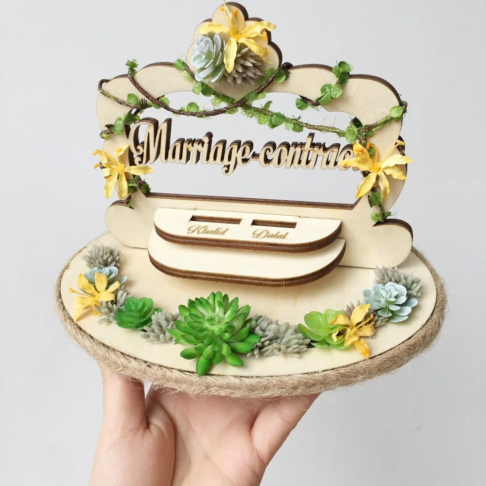 Персонализированная деревенская Свадебная деревянная коробочка для колец, держатель на заказ, ваши имя и дата, свадебное кольцо