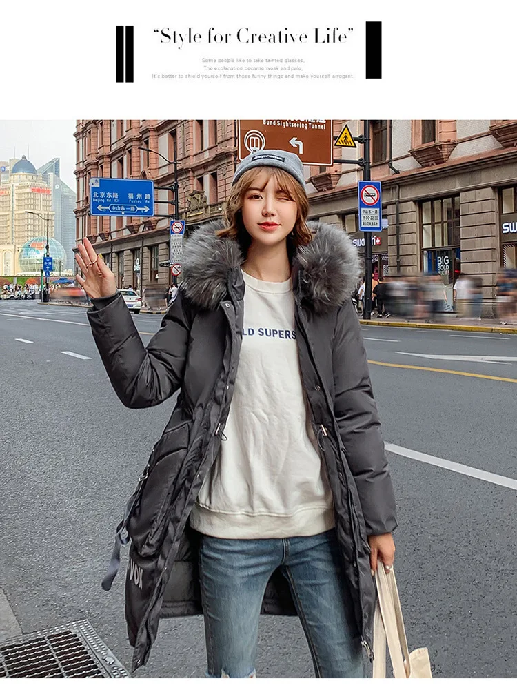 Одежда на Хлопчатобумажной Подкладке Женская Зимняя мода стиль Hope yi dai наклейки карман пальто повседневное средней длины Мода хлопок Co