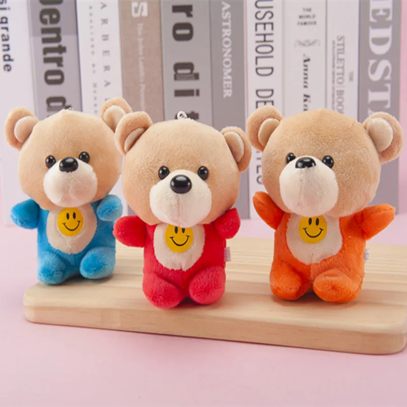 New Cute Smile Bear Plush Keychain Toys Small Lovely Bear Key Bag Pendants Dolls DIY Flower Wedding Party Promotional Gift 10pcs (1)