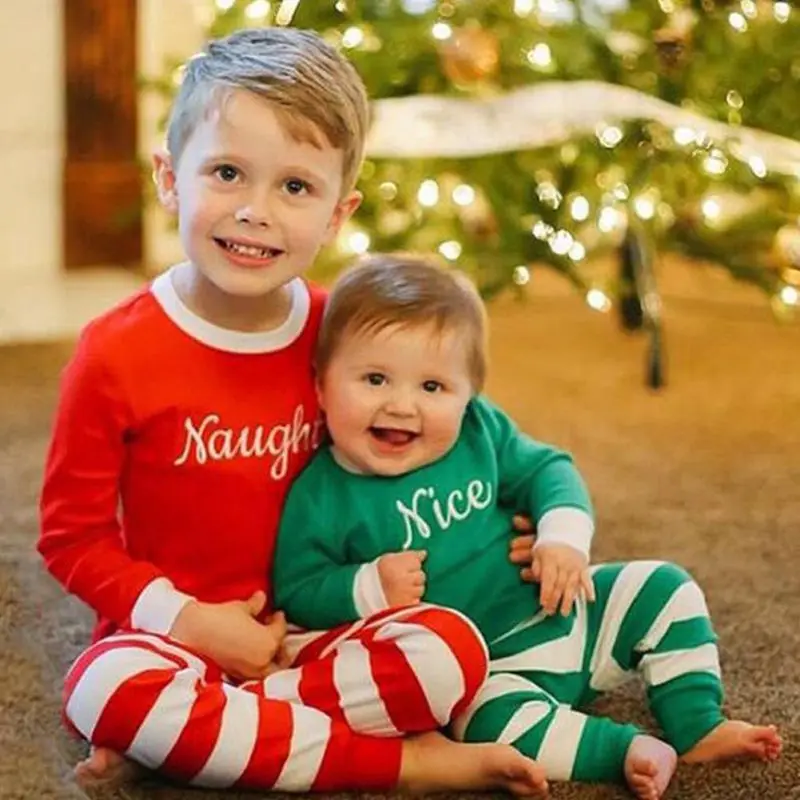 Girl Sleepwear Suit Outfit Autumn Christmas Clothes Baby Boys Christmas Pajamas Children Cotton Clothes