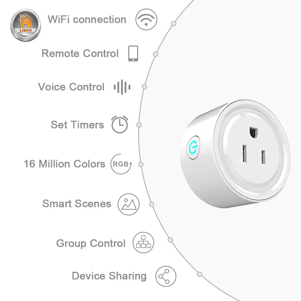 Умная розетка с американской вилкой Smart Life APP Time Switch дистанционное управление работает с Alexa Google Home Ifttt беспроводная wifi розетка 240 В