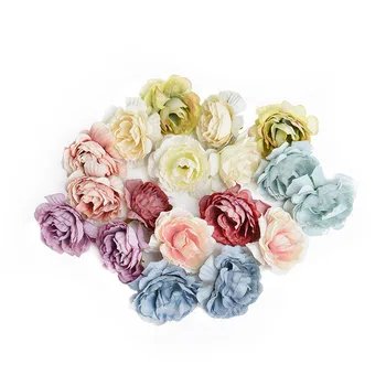 10pc 5cm Silk Rose Artificial Flower Head Wedding Home Furnishings DIY Wreath Sheets Handicrafts Simulation Cheap Fake Flower