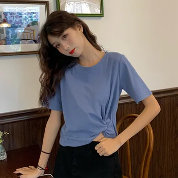 

YZY Short Sleeve Shirt Women's Summer Korean-style College Style Solid Color