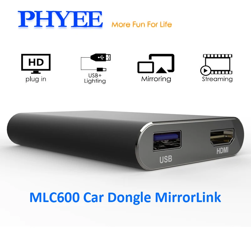  PHYEE USB MirrorLink Car Dongle Screen Mirroring Box Plug and Play Audio Video Adapter MLC600 HDMI 