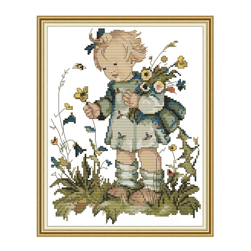 The flower girl cross stitch kit aida 14ct 11ct count print canvas stitches needlework embroidery DIY handmade | Дом и сад