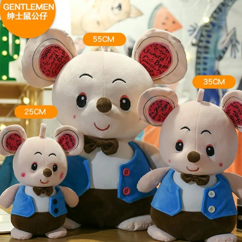 25cm/35cm/50cm Colored Cloth Gentleman Mouse Doll Plush Toys Mouse Doll Big Rat Mascot Doll Mouse Children Birthday Gift