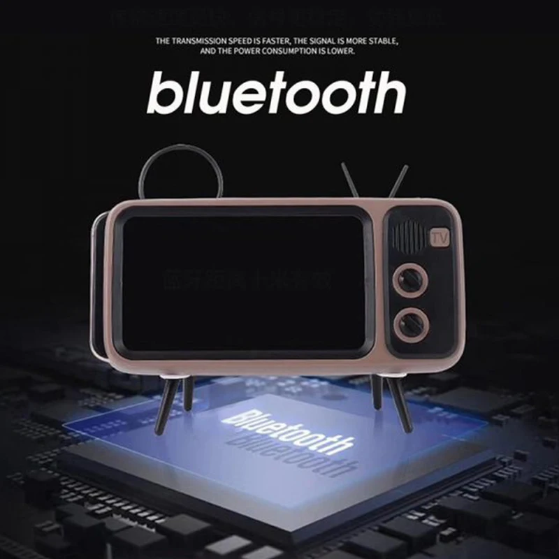 2 в 1 Ретро ТВ держатель для телефона Портативный беспроводной Bluetooth бас динамик музыкальный плеер держатель для мобильного телефона Подставка Прямая поставка