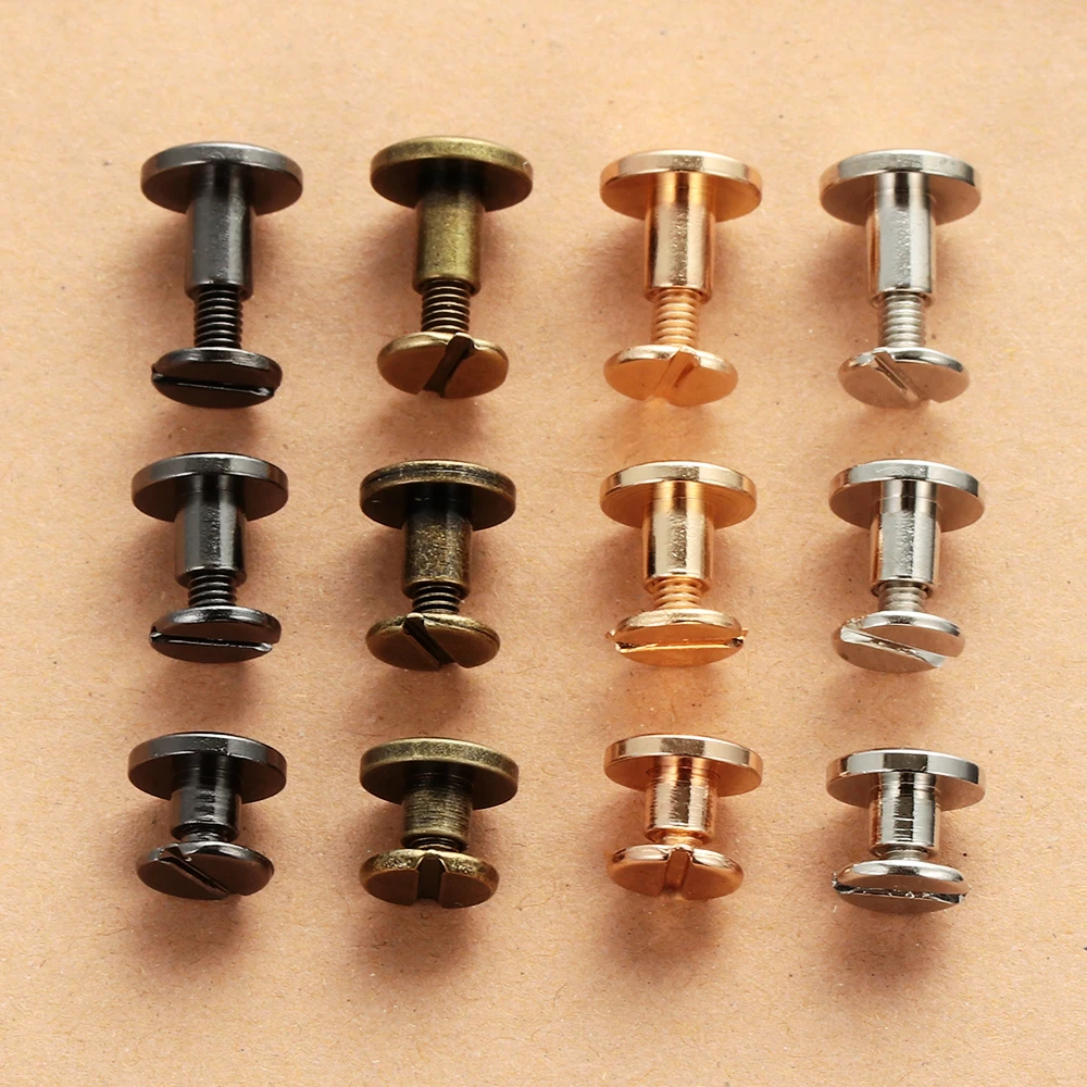 10PC Leather Craft Solid Nail Bolt Bookkeeping Round Head Screws Strap Rivets Screw for Luggage