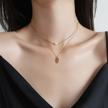

Timeless Wonder Glam Layered Natural Pearl Chains Choker Necklace Women Stainless Steel Jewelry Sweet Girl Boho Top Ins New 2028