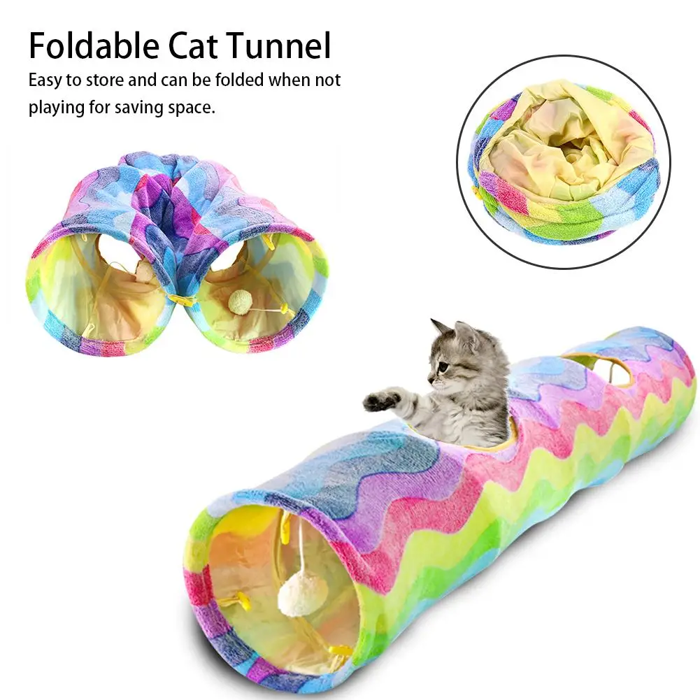 Игрушка для домашних животных Кошка Туннель Crinkle складной Pet Tube HIDEWAY Play Toy Складная S Way Радужный цвет большое пространство Быстрая