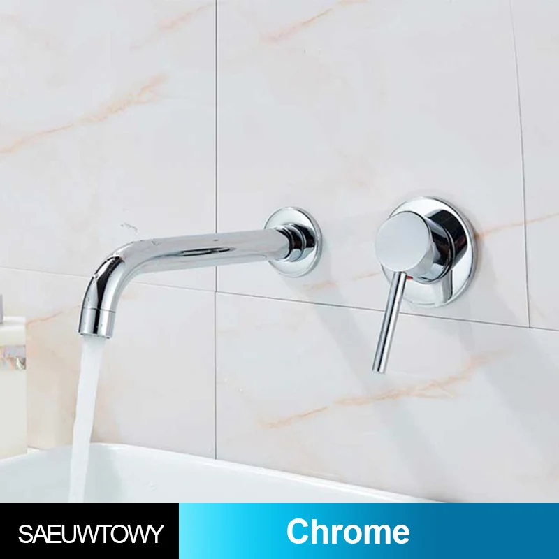 Чистый медный производственный кран для раковины с одной ручкой, настенный кран для раковины ванной комнаты, кран для раковины, кран для прачечной, балкона, раковины для ванной комнаты - Цвет: Chrome