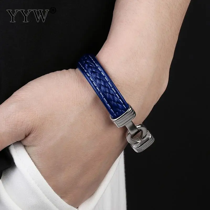 Браслеты ручной работы из искусственной кожи синего цвета Pulseira Masculina Pulseira Feminina плетеные Модные мужские ювелирные изделия Ограниченная серия браслет на запястье подарок
