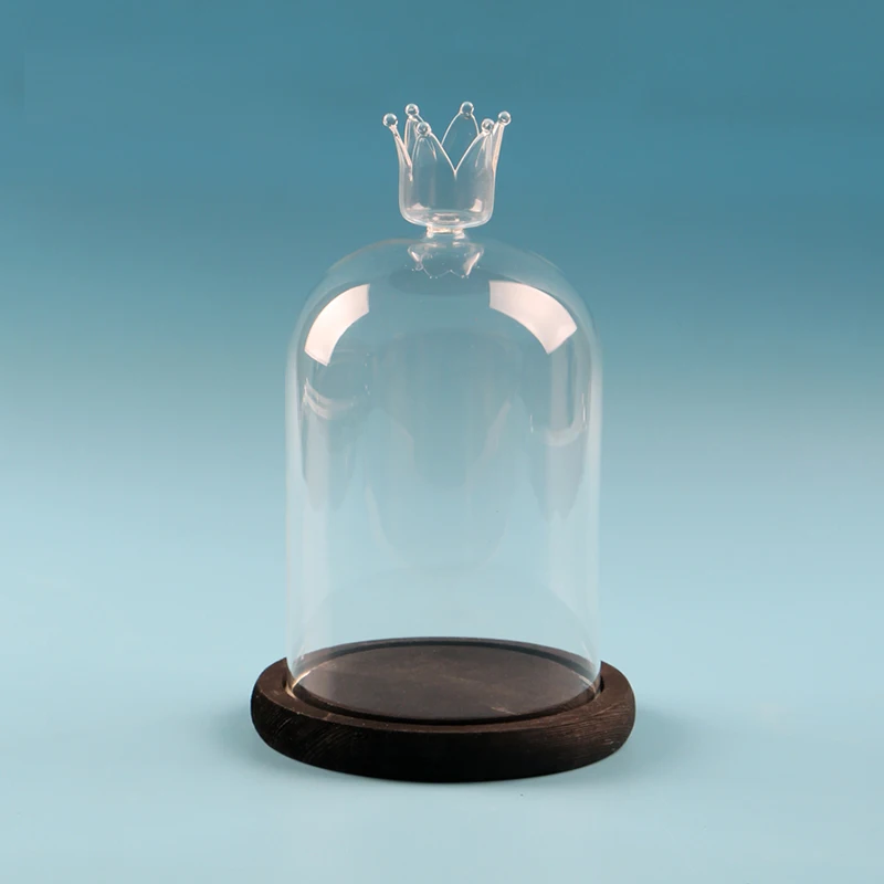 2 шт./упак. диаметр = 9 см Высота = 11 см античная деревянная основа стеклянная купольная ваза, домашний декор стеклянный купол DIY Подарочный Свадебный мешочек подарок