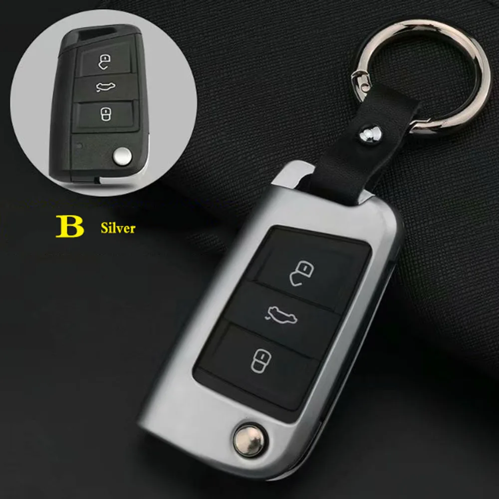 For VW Passat CC Jetta MK5 MK6 Golf 6 7 polo Touareg Tiguan Sharan Scirocco EOS Sagitar Lang Yi Bora Lingdu car Key Cover case - Название цвета: B Silver