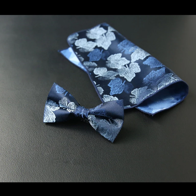 Цветочный темно-синий мужской тканый Шелковый Свадебный галстук-бабочка платок Набор карманные квадратные бордовые модные вечерние галстуки для мужчин