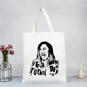 

Cardi B Music Hip Hop Unisex Handbags Custom Canvas Tote Bag Print Daily Use Reusable Travel Casual Shopping Bag