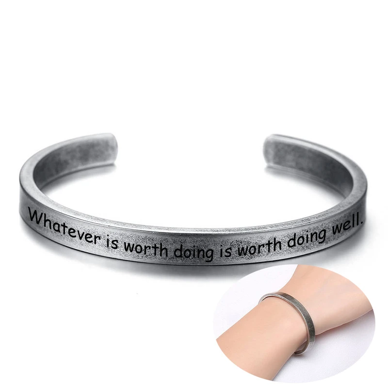 Женские браслеты манжеты из нержавеющей стали с гравировкой на