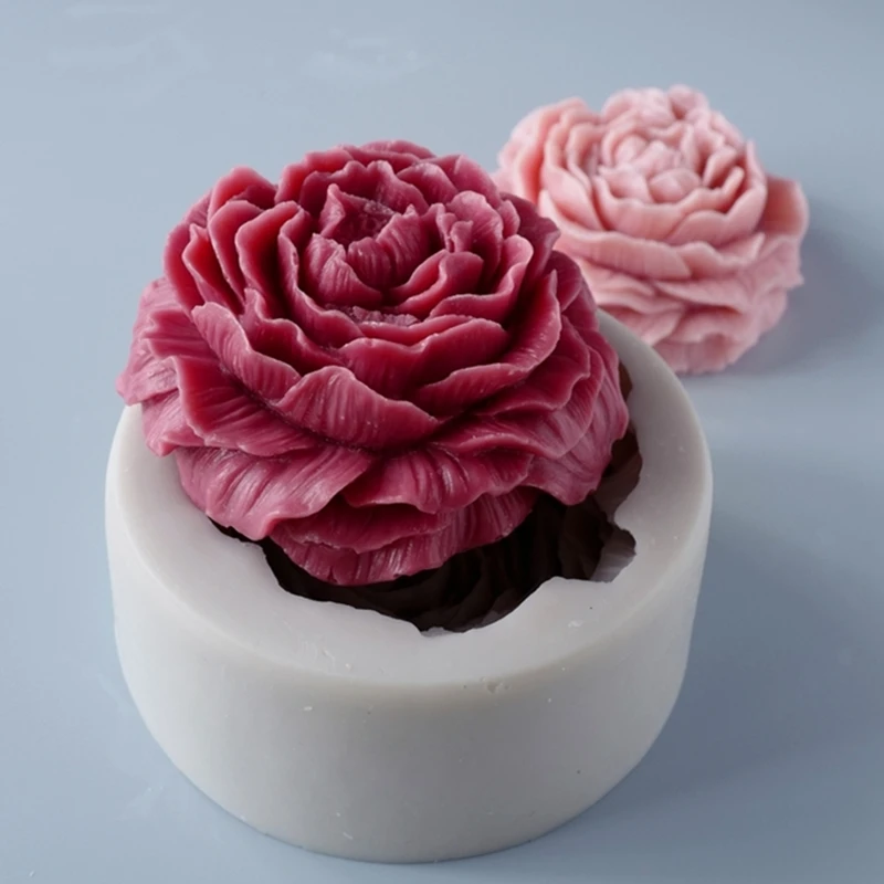 Aromatherapy Candle Mold Handcrafted Diy Aromatherapy Candle Silicone Mold Large Peony Handmade Soap Model Resin Plaster