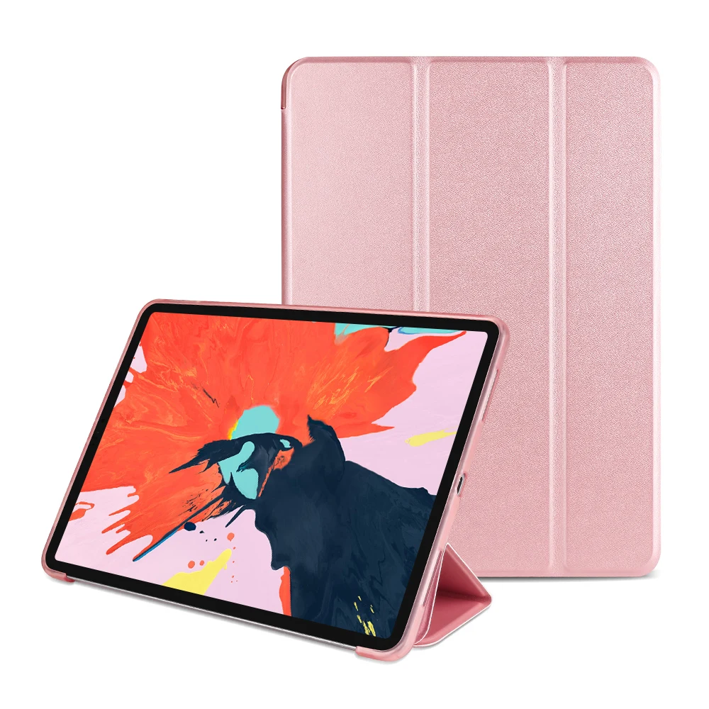 Тонкий смарт-чехол для iPad Pro11 трехслойная подставка из искусственной кожи+ ТПУ Мягкая задняя крышка с автоматическим выключением/пробуждением защитный чехол для iPad - Цвет: rose gold