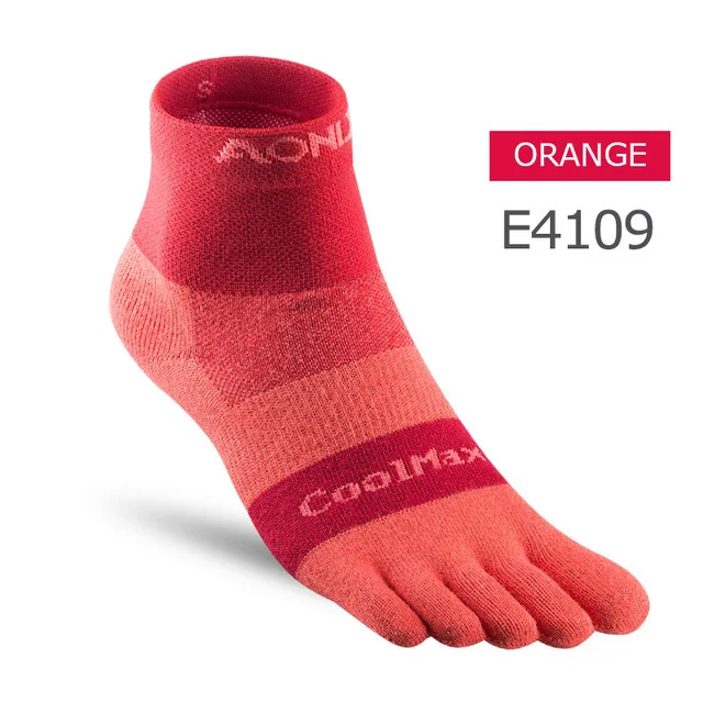 Новинка; AONIJIE E4110; унисекс; легкие спортивные носки с низким вырезом; носки с пятью носками; бег босиком; марафон - Цвет: E4109-RED