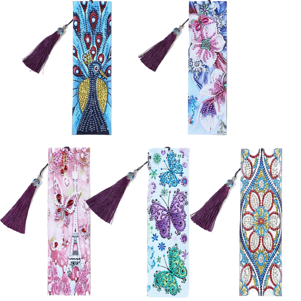 

5D DIY Diamond Painting Leather Bookmark Tassel Book Marks Special Shaped Diamond Embroidery DIY Craft Cross Stitch Gift Decor