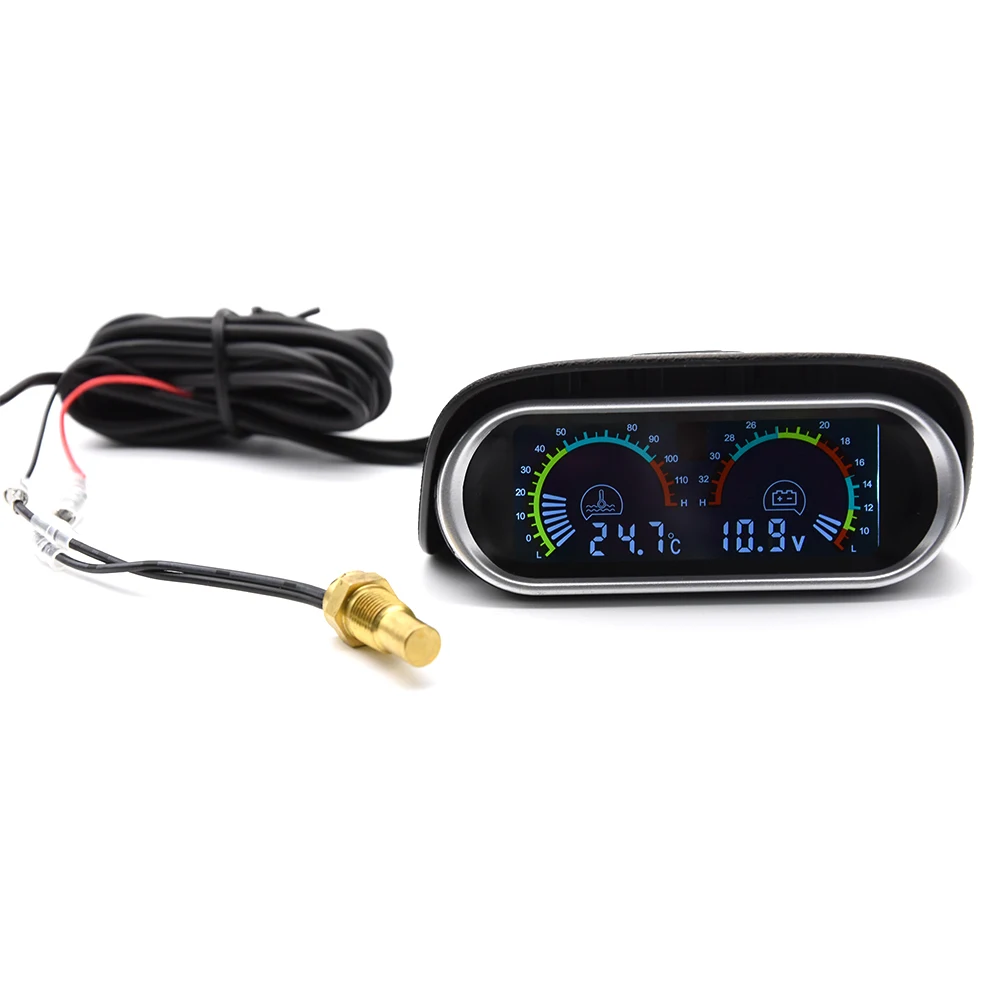 Kaufe Neue 12V/24V Auto LCD Wasser Temperatur Meter Thermometer Voltmeter  Gauge 2in1 Temp & Spannung Meter 17mm Sensor