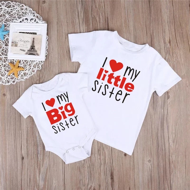 Matching Shirts Sibling Sisters Shirts I Love My Big Sister Little Sister Matching Family Shirts Kids Girl Shirts Baby Bodysuits 2
