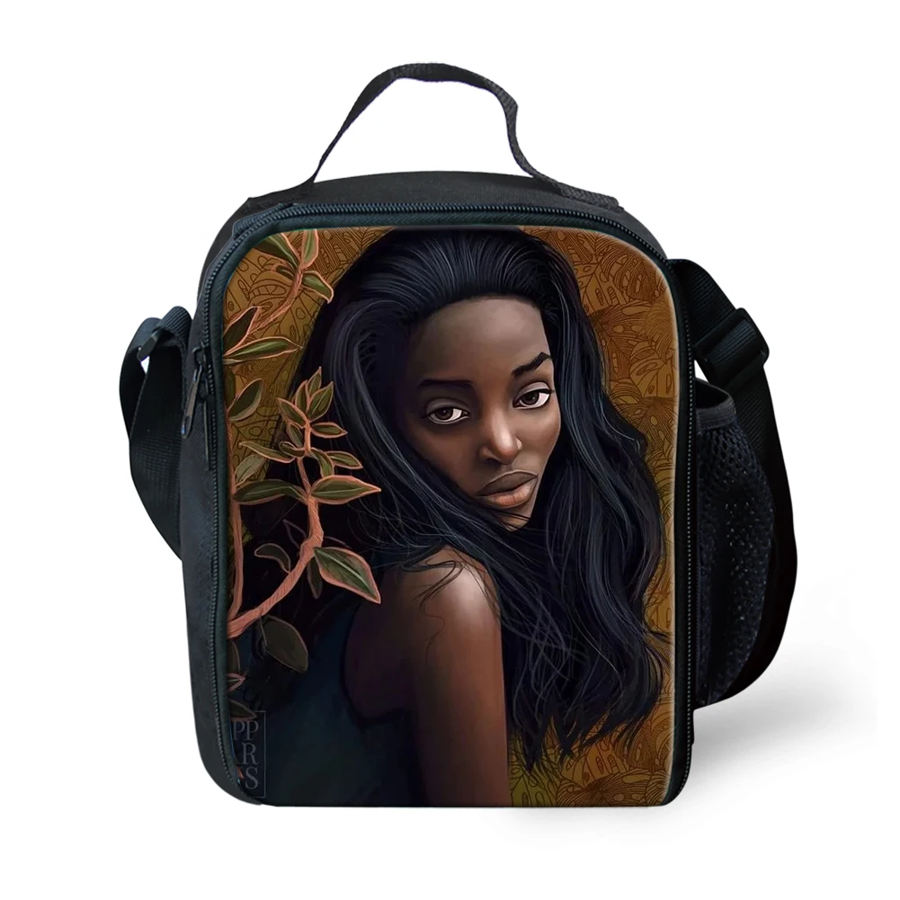 

Lunch Bags For Kid Black Queen African Girls Lunchbag With Shoulder Strap Children Insulated Lunch Box Kids Bag Fresh Storage