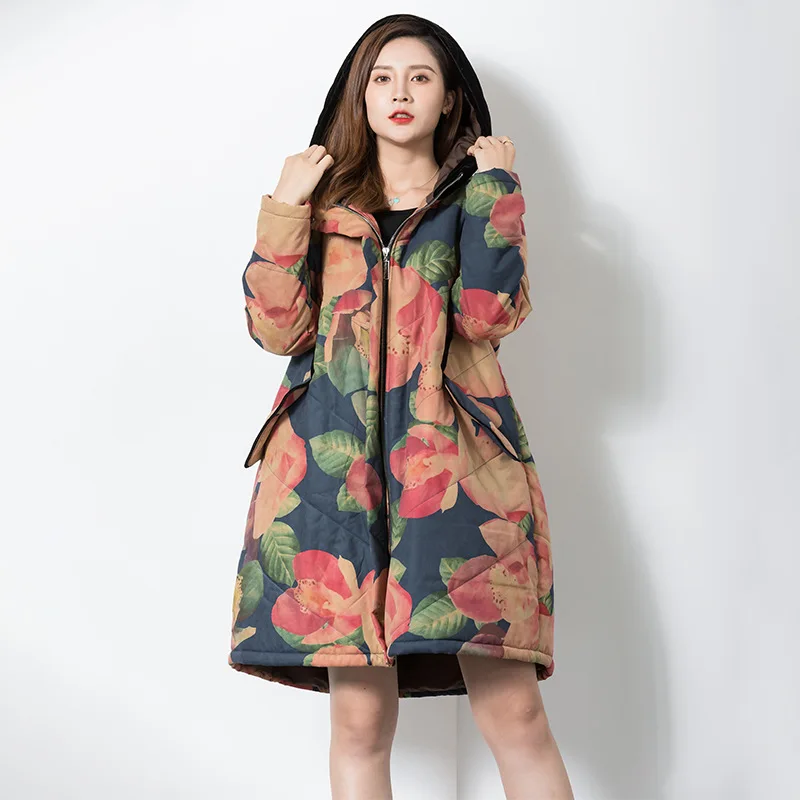 

Arvin Beauty Cotton-padded Jacket Warm Winter New Style Cotton Coat Women's 2018 Hooded Exaggeration Flower Padded Cotton-padded