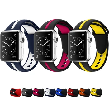 

Sport strap for apple watch band 4 5 44mm 40mm 42mm 40mm iwatch pulseira 5/4/3/2/1 Two-tone silicone wristbelt accessories