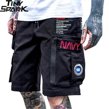 Мужские хип-хоп Короткие джоггеры уличная одежда Харадзюку карго шорты с карманами на молнии Летние черные тактические военные мешковатые короткие хипстерские