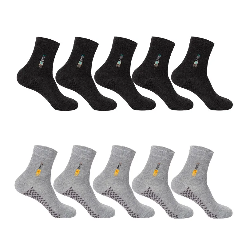 Dark grey and grey Новые мужские модные хлопковые толстые носки с сетчатой подошвой лучшего качества, деловые повседневные рабочие носки OL, 20 шт = 10 пара/лот, SIZE39-44 - Цвет: Dark grey and grey