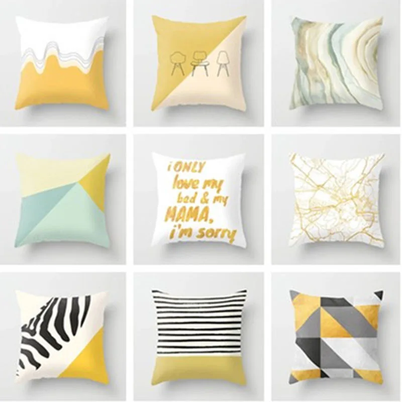 

Pillow case 45 * 45 simple modern geometric print polyester pillowcase Square decorative pillowcase
