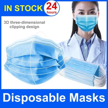 

50/100pcs Face Mouth Anti Dust Disposable Mask Protect 3 Layers Filter Dustproof Earloop Non Woven Mouth Mask 48 hours Shipping