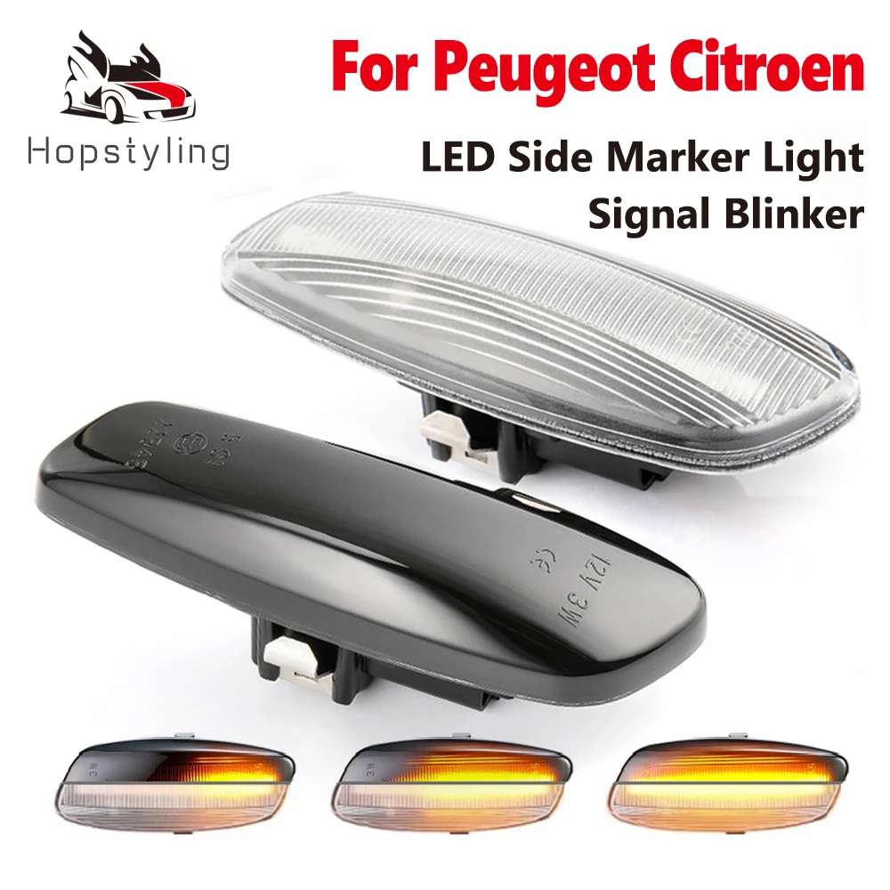 

LED Dynamic Side Marker Turn Signal Light Sequential Blinker For Peugeot 308 207 3008 5008 RCZ Partner Citroen C4 C3 C5 DS3 DS4