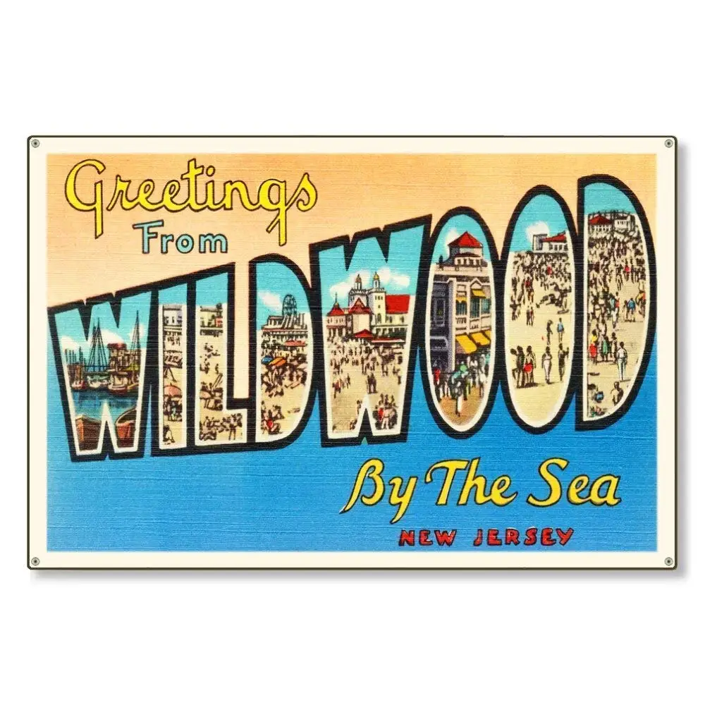 

Great Aluminum Wildwood by The Sea New Jersey nj Old Retro Vintage Travel Postcard Reproduction Outdoor & Indoor Sign Wall