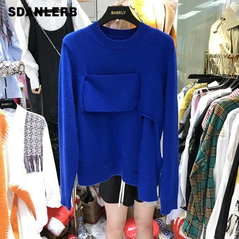 

Spring Autumn Sweater Women Fashion Round-Neck Plain Loose-Fit Pullover Sweater Sweaters Ladies Jumper Pull Femme