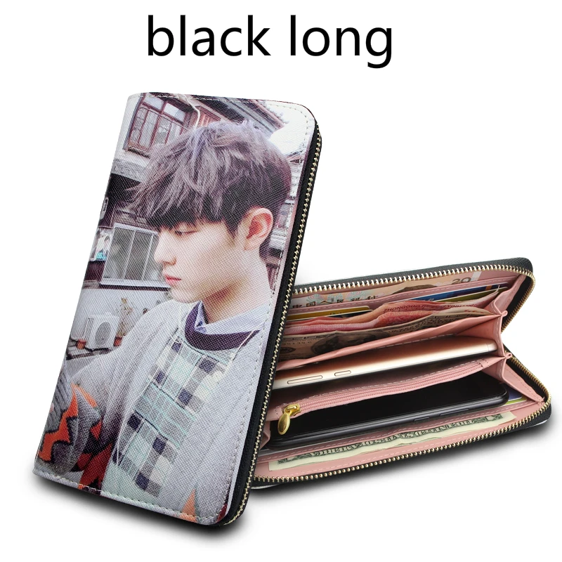 black long Новинка, Женский кошелек, длинный, модный, по индивидуальному заказу, фото, изготовление логотипа, принт, подарок, Большая вместительная сумка на молнии, кошелек - Цвет: black long