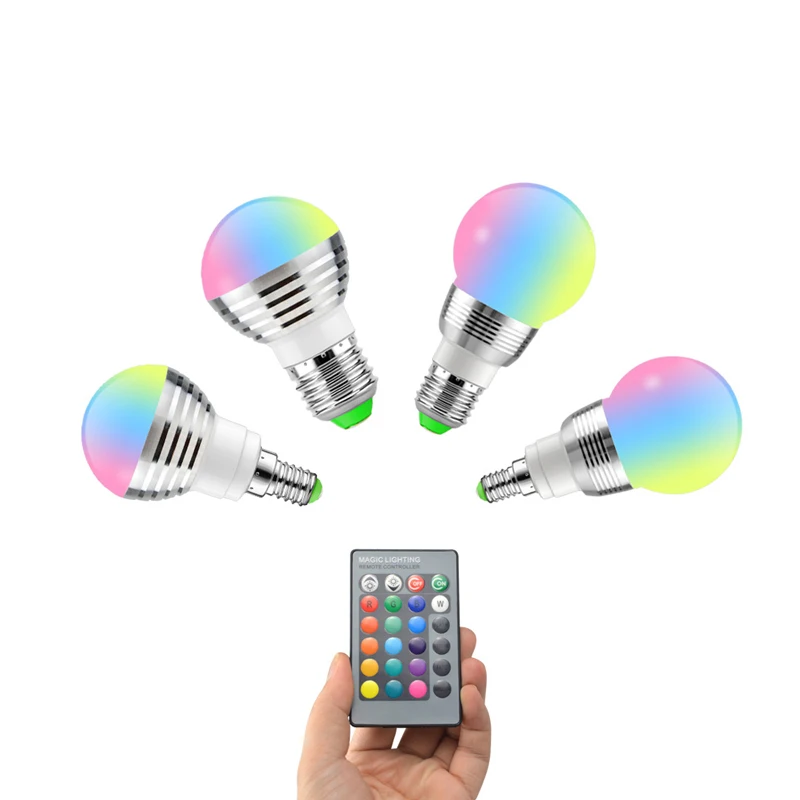 Светодиодный светильник E27 E14 5 Вт 7 16 цветов переменный светодиодный 110 В 220 RGB
